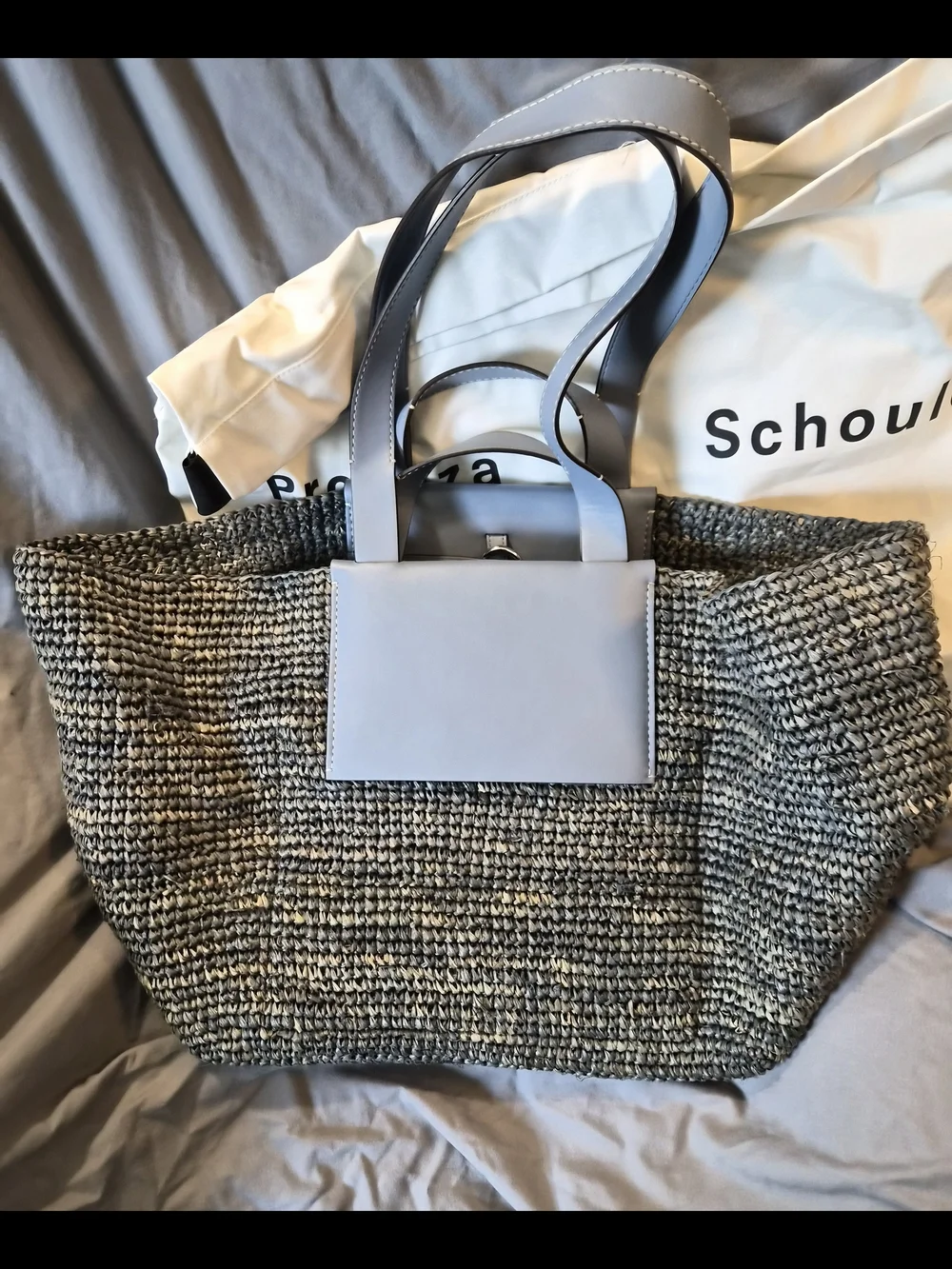 Proenza Schouler Blue Leather-Trim Woven Tote